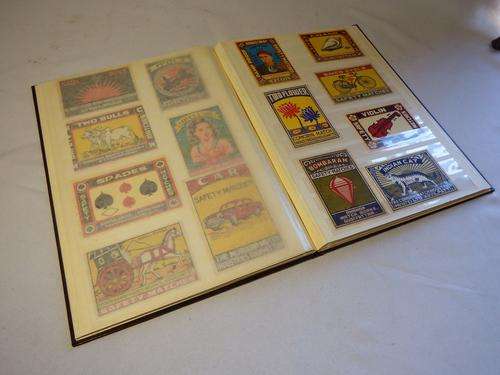 Album with 95 match box labels - mostly Indian made brands  - CLOSING DOWN SALE