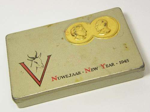 New Year 1945 Victory tin with Jan Smuts - as per photo