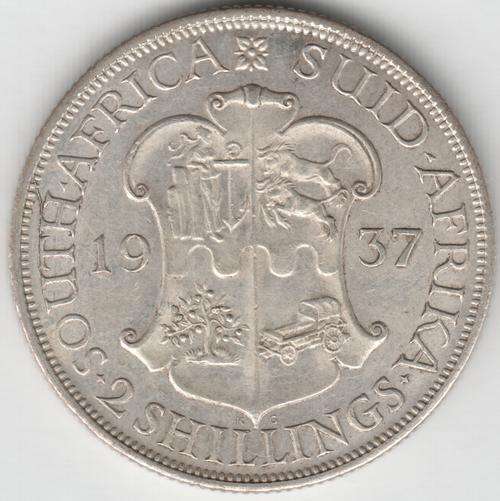 1937 SA Union 2 shilling in AU+ condition - as per photo