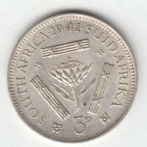 1941 SA Union 3d tickey AU - as per photo
