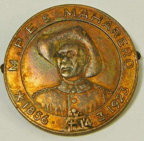 Very rare Samuel Maharero death badge 1856-14.3.1923 - chief of Herero people in South West Africa