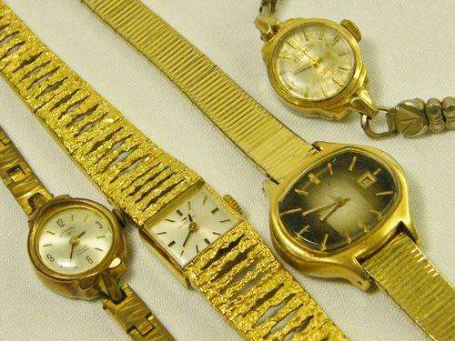 Lot of 4 vintage mechanical ladies watches for spares - not working - as per photo