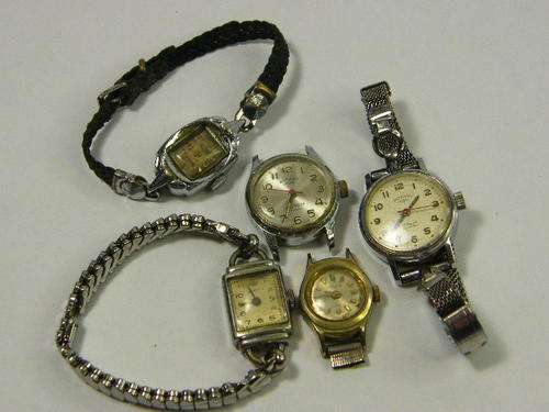 Lot of 5 vintage ladies mechanical watches for spares - not working - as per photo