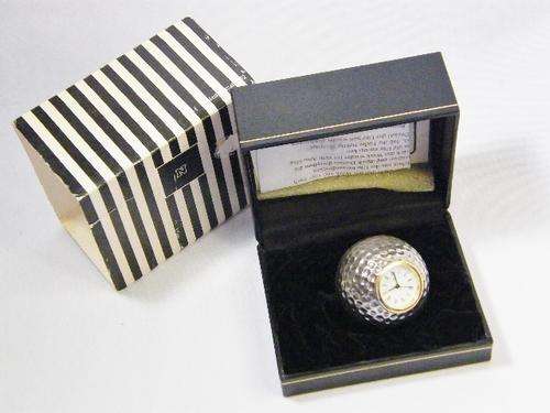 Novelty golf ball desk clock in original box - as per photo