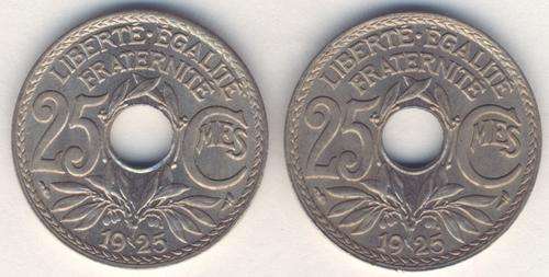 1925 - Lot of 2 France 25 centimes UNC coins - BIGBIGSALE