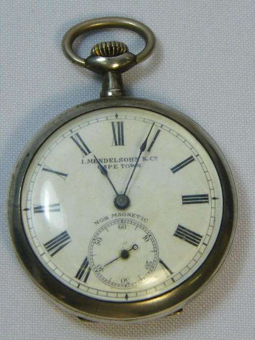 Vintage L Mendelsohn & Co. Cape Town silver pocketwatch - not working - as per photo