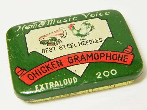 Gramophone needles - Chicken gramophone tin full of needles - as per photo