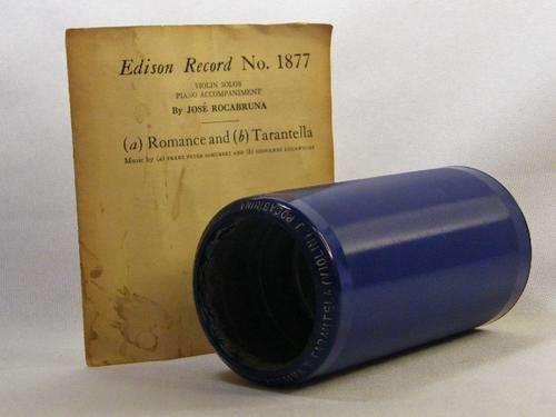 Edison Blue phonograph record # 1877 Romanza Expresiva Y Tarantela (violin) by J Rocabruna