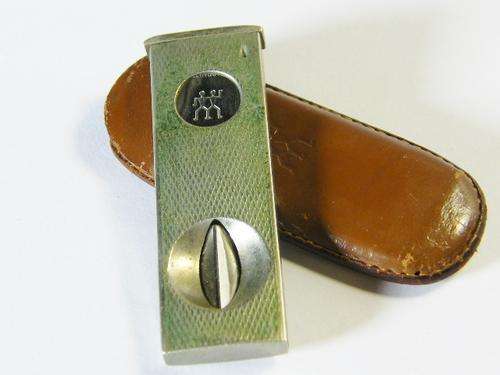 Vintage JA Henckels Zwillingswerk cigar cutter in leather pouch - as per photo