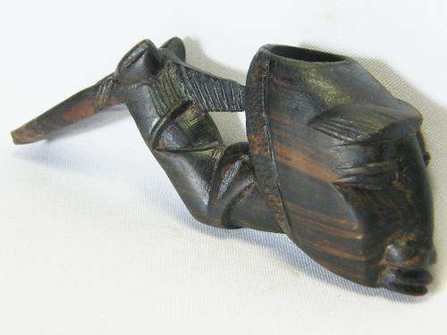 Hand carved wooden African tribal pipe - as per photo