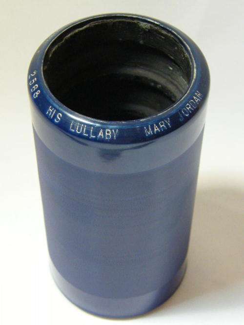 Edison Blue Amberol phonograph record # 2568 His Lullaby by Mary Jordon - as per photo