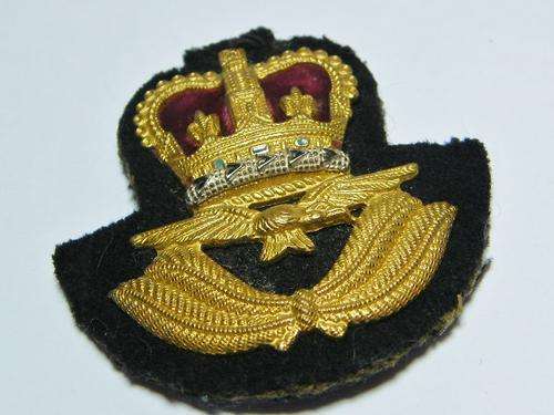 RAF Royal Air Force Officer's cap badge - metal on cloth - as per photo