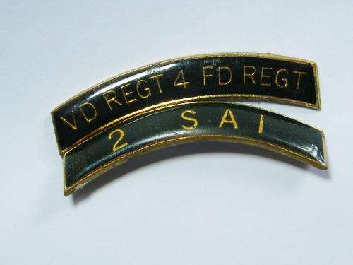 2 SAI & 4 Field regiment shoulder titles - no pins - as per photo