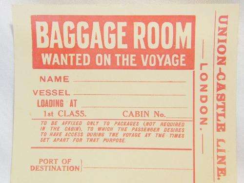Original Union Castle Line baggage room label - as per photo