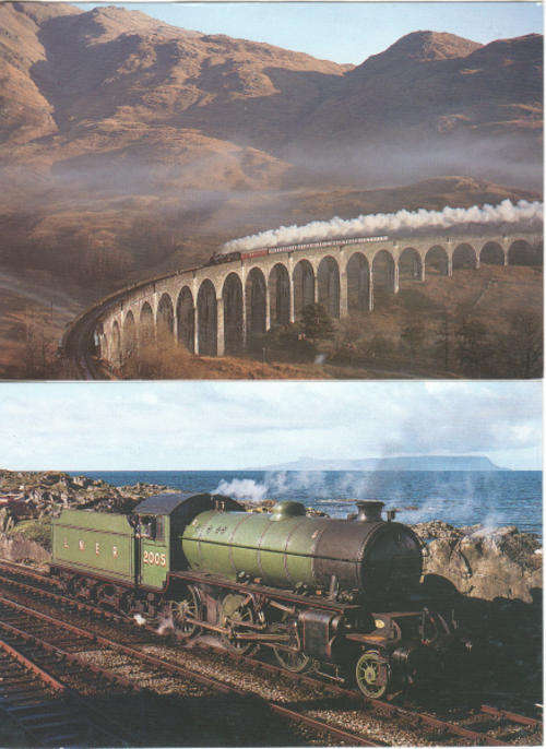 Lot of 5 different steam locomotive railway postcards - unused - as per photo