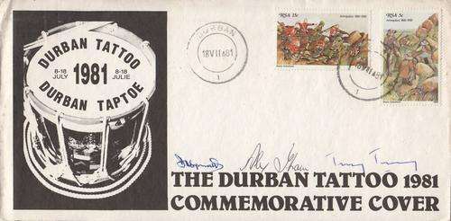 The Durban Tattoo 1981 commemorative cover with signatures of 4 members - as per photo