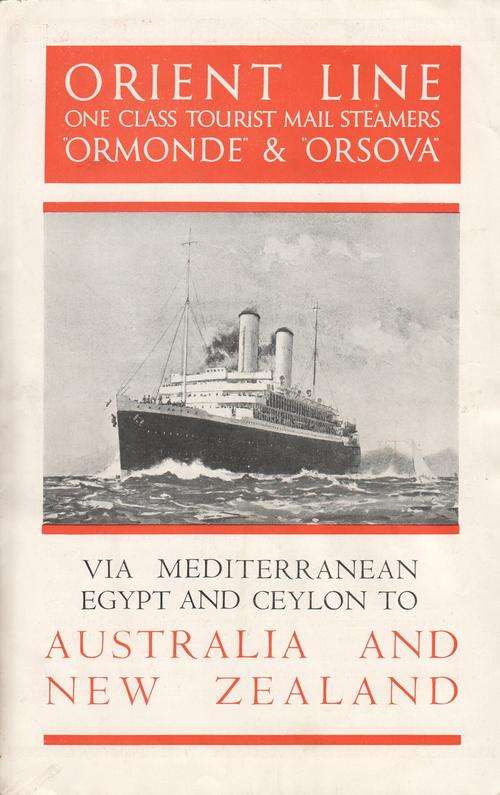 Orient Line one class tourist mail steamers 'Ormonde' & ' Orsova' brochure - @ Crazy R1 start