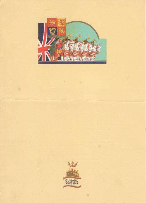 Cunard White Star 26 May 1940 lunch menu and 27 May 1940 breakfast menu - as per photo