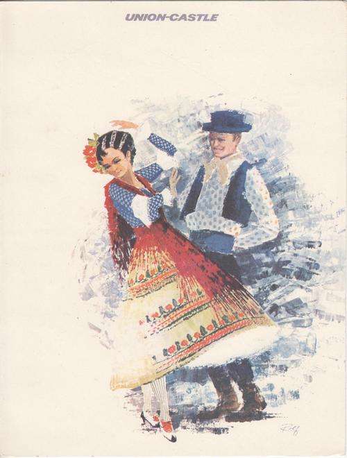 Union Castle Line original menu for SS Reina Del Mar - launched 27-7-1950 - as per photo