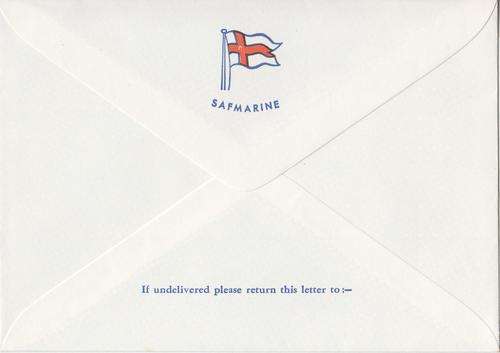 Safmarine SA Oranje stationary - 2 pages plus envelope - as per photo