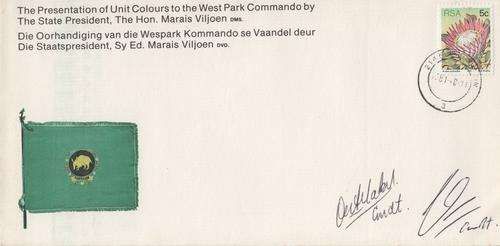 The Presentation of Unit colours to the West Park commando commemorative covers - signed