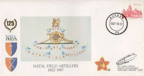 Natal Field Artillery 1862-1987 commemorative cover signed by commandant RC Levell Greene
