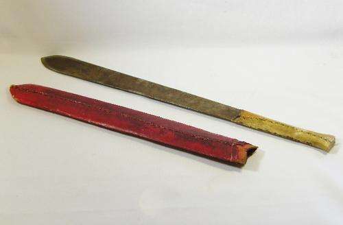 Vintage Masai tribe knife with skin handle and scabbard - as per photo