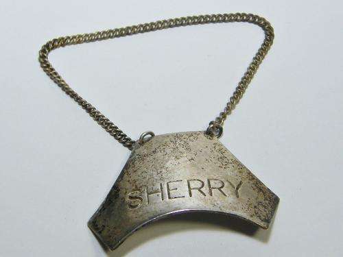 Vintage Sherry bottle neck tag - silverplated - as per photo