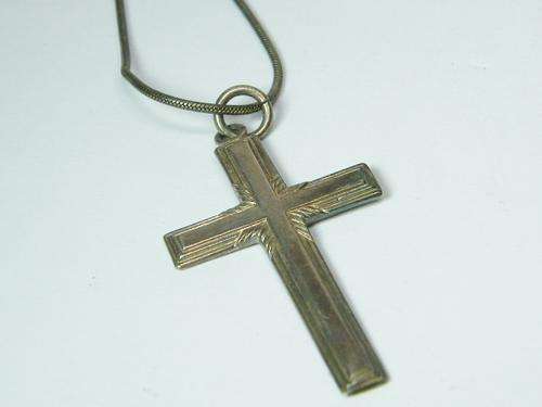 Sterling Silver necklace with cross - 44 cm chain - as per photo