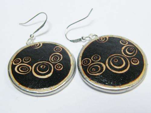Ethnic ostrich eggshell earrings - as per photo