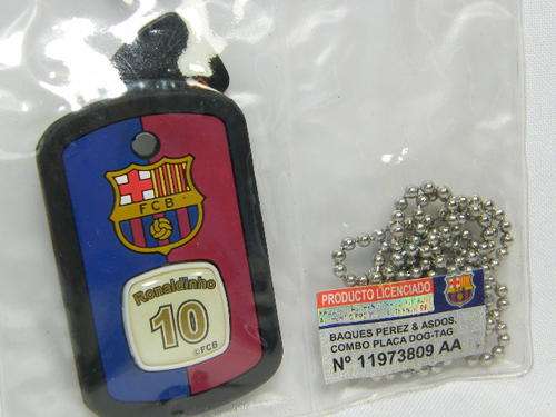 FC Barcelona dog tag with Ronaldinho and Eto'o name cards - still sealed - as per photo