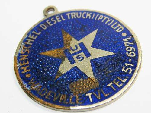 Vintage Henschel Diesel trucking Wadeville medallion - enamel damage - as per photo