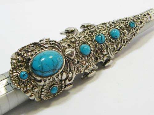 Vintage full finger ring with turquoise stones - as per photo