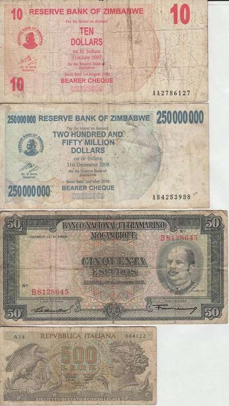 Lot of 10 international banknotes - as per photo