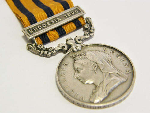 British South Africa Company medal Matabeleland 1893 with Rhodesia 1896 bar - Tpr J Schukala