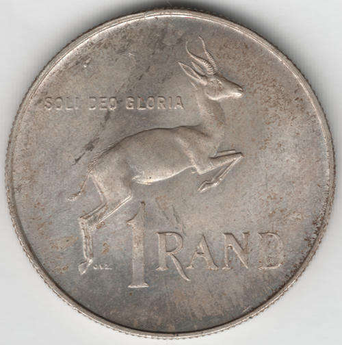 1966 RSA silver - very special variation on R1 - springbok with 3 ears and metal flaw
