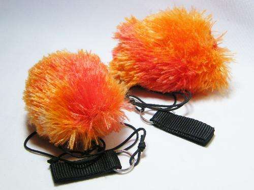 Set of 2 Practice Fire Poi with orange fluff balls - as per photo