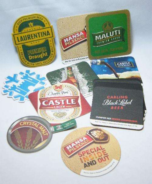 Lot of 13 beer coasters - 10 different ones - duplicates of Black Label - as per photo