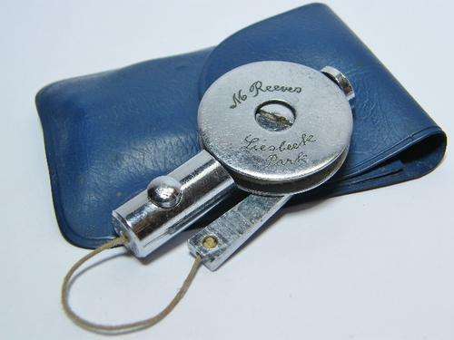 Vintage lawn bowls measuring tool that belonged to M Reeves - as per photo