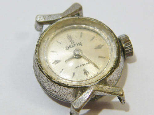 Vintage Delfin ladies watch - manual wind - working - no strap - as per photo
