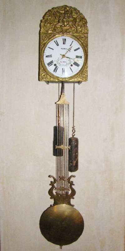 Antique Darmais au Coteau french Morbier clock - circa 1880 - with pendulum and weights - working
