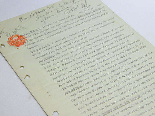 Deed of Ratification 1947 England - Scorer and Harris Notaries - as per photo