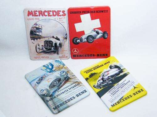 Set of 4 vintage Mercedes Benz racing fridge magnets - as per photo