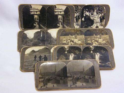 Lot of 7 Stereoscope viewer cards published by The Fine Art Photographers Publishing Co. as per scan