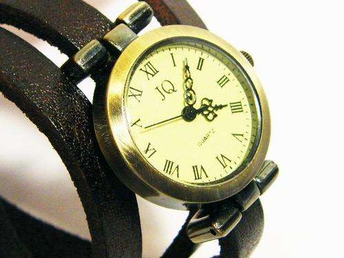JQ Quartz fashion watch - working - leather strap - as per photo