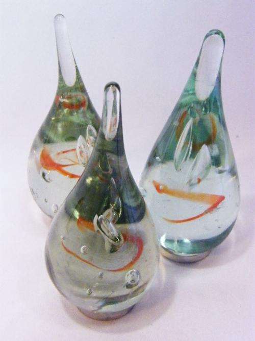 Lot of 3 glass paperweights with minor scratches - as per photo