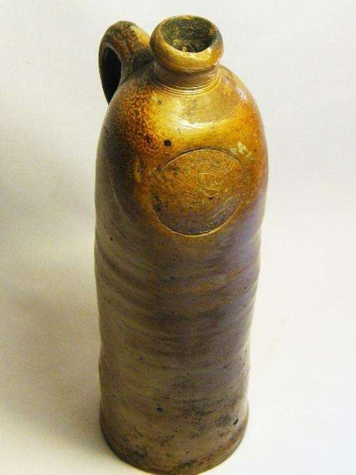 Antique Heinrich Mattoni mineral water stoneware bottle - started bottling water in 1868