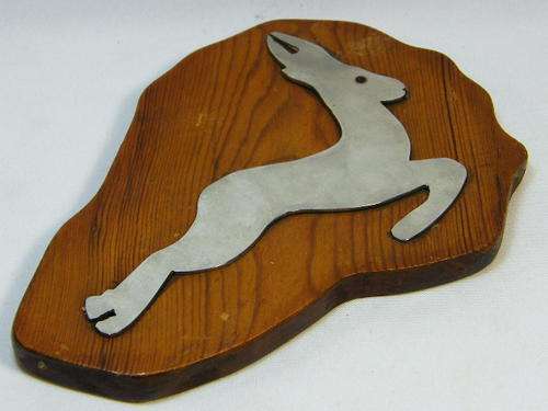 Vintage metal Springbok on wooden plaque - BIGBIGSALE