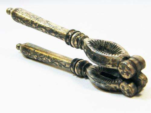 Antique silverplates nutcracker with engraving - as per photo