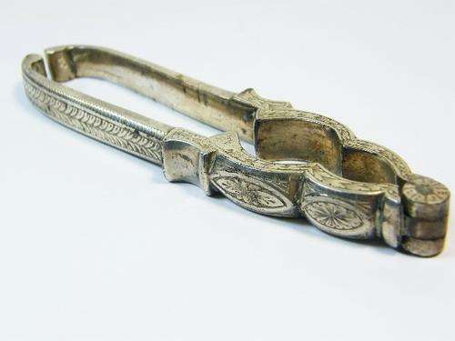 Antique silverplated nutcracker plier with double opening - unknown makers mark - as per photo